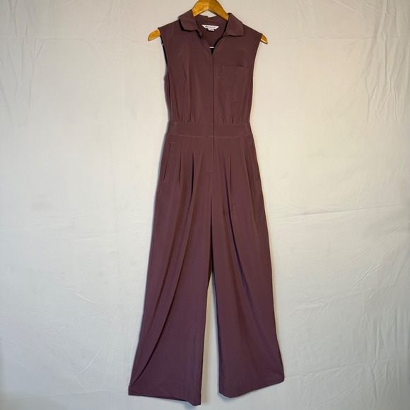 Athleta Pants - Athleta Brooklyn Heights Jumpsuit Plum Mauve Wide Leg Sleeveless Size 0